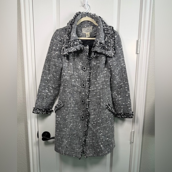 Nick & Mo Jackets & Blazers - Nick & Mo Black and White Textured Trench Coat